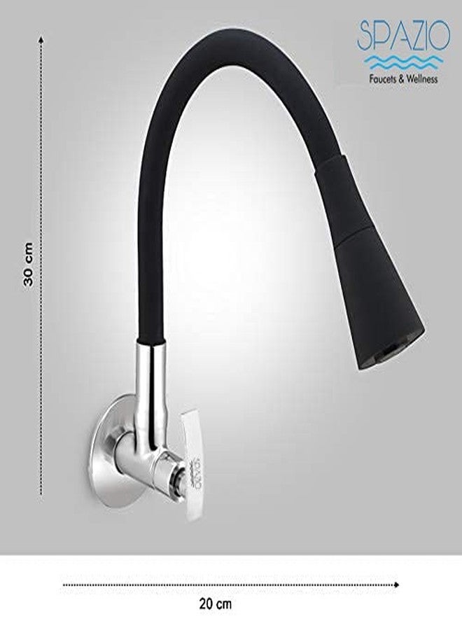 Spazio Fusion Flexo SmartBuy Flexible Sink Faucet - Flxo Play (with 360 Degree Flexible Silicon Hose & Dual Flow Pattern) Hot/Cold Water Tap with Wall Flange Kitchen Mixer Faucet, Black, Chrome - Image 2
